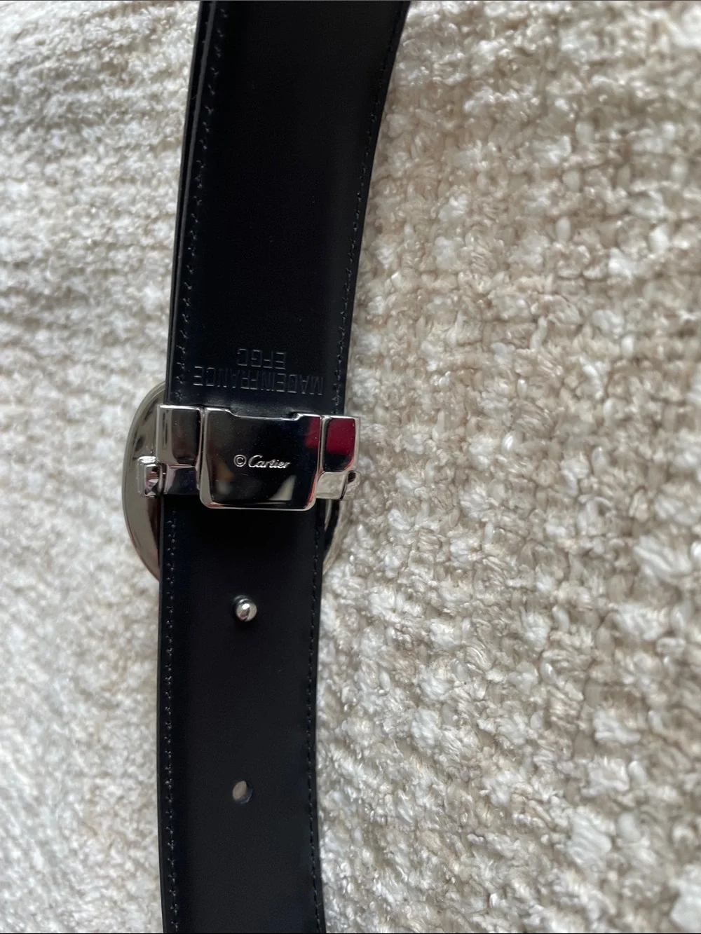 Cartier Men’s Brown Leather Belt with Silver Circular Buckle Authentic Vintage